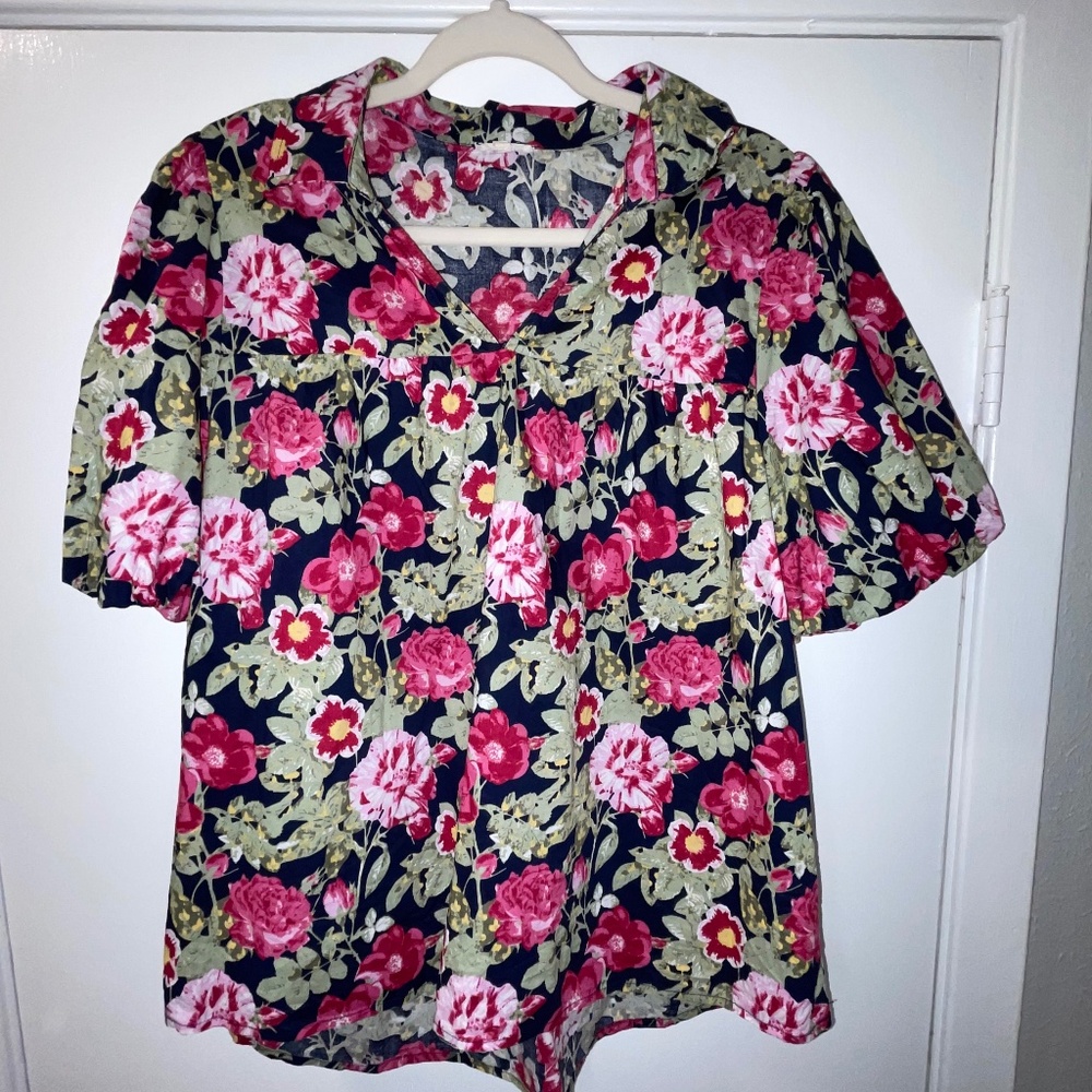 JODIFL Navy floral blouse